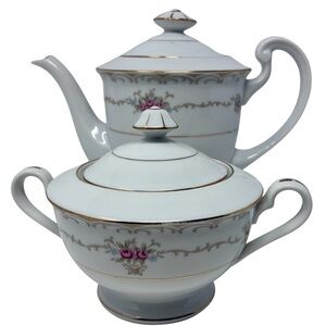 Style House Fine China of Japan Princess Pattern Teapot & Sugar Bowl with Lid